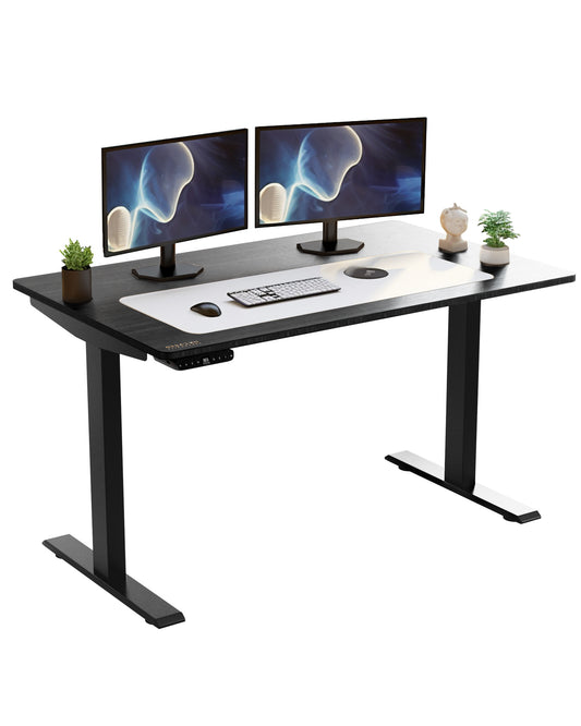 Black Bamboo Dual Motor Electric Office Adjustable Computer Desk