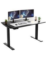 Black on Black Bamboo Dual Motor Electric Office Adjustable Computer Desk