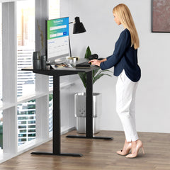 Black on Black 45" Bamboo Dual Motor Electric Office Adjustable Computer Desk