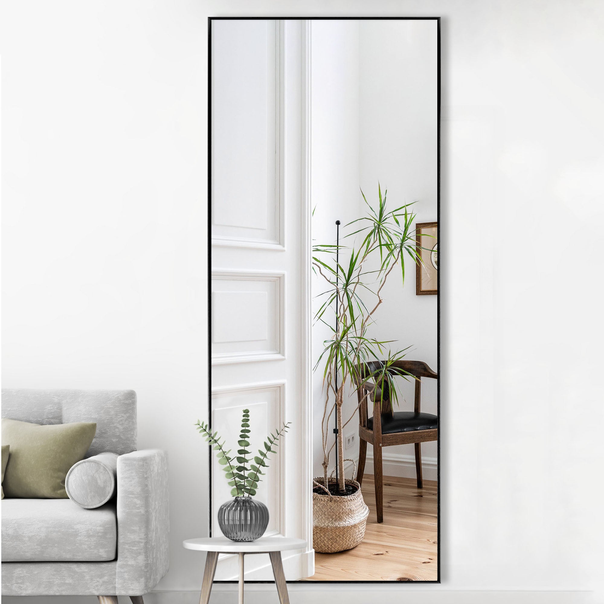 71" Black Metal Framed Standing Mirror