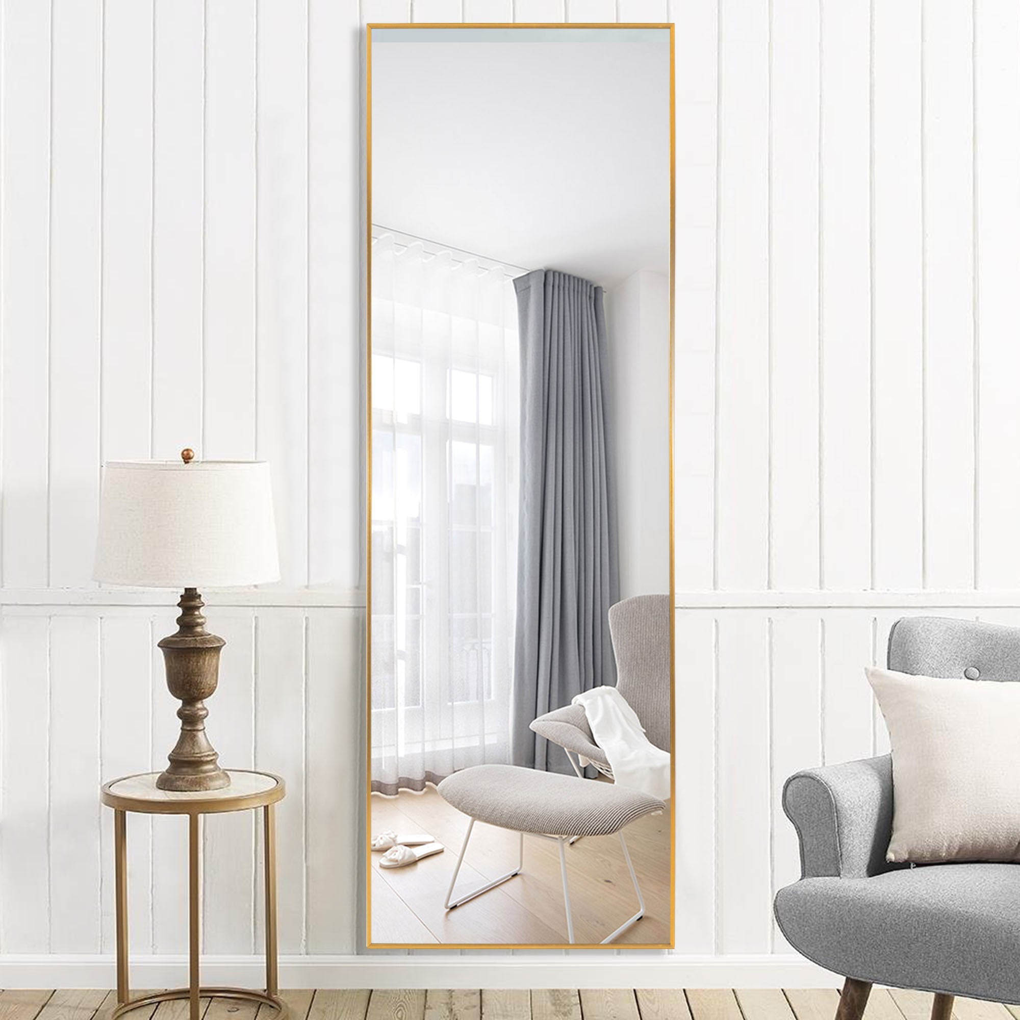 64" Sleek Gold Frame Full Length Mirror