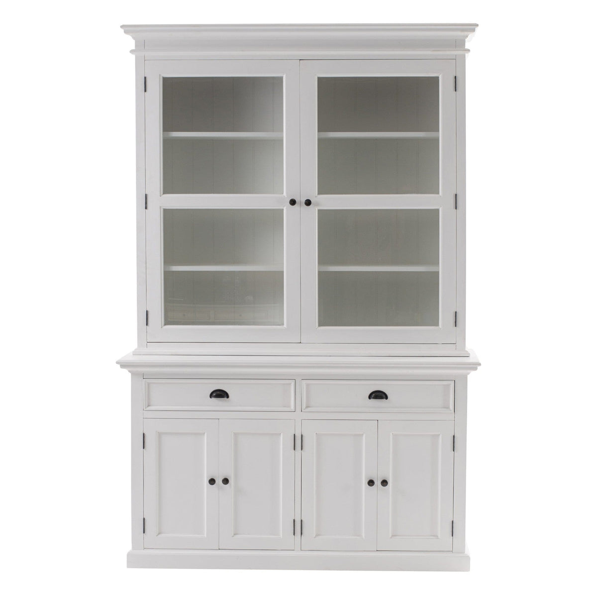 57" White Solid Wood Frame Dining Hutch With Twelve Shelves And Two Drawers - Homeroots