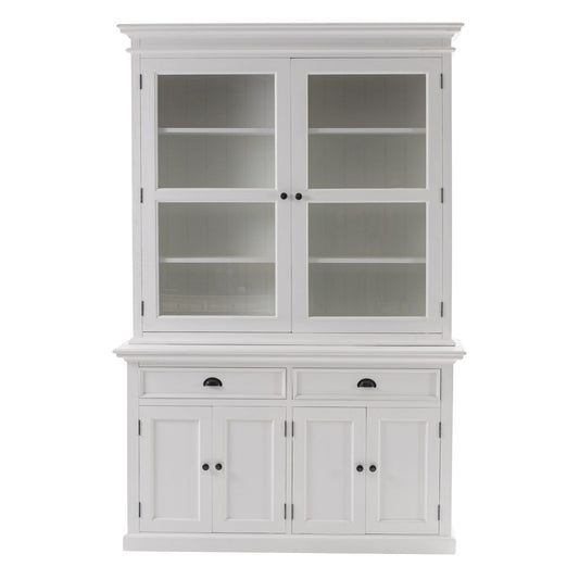 57" White Solid Wood Frame Dining Hutch With Twelve Shelves And Two Drawers - Homeroots