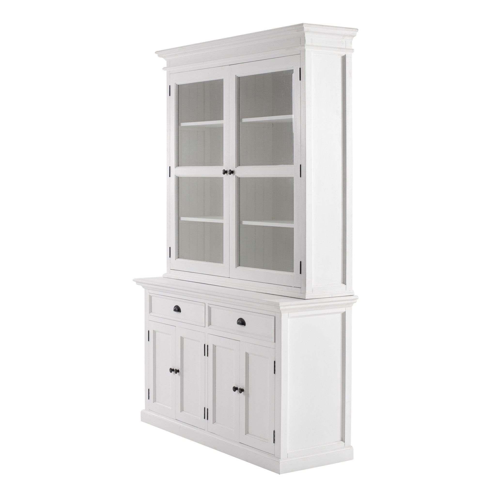 57" White Solid Wood Frame Dining Hutch With Twelve Shelves And Two Drawers - Homeroots