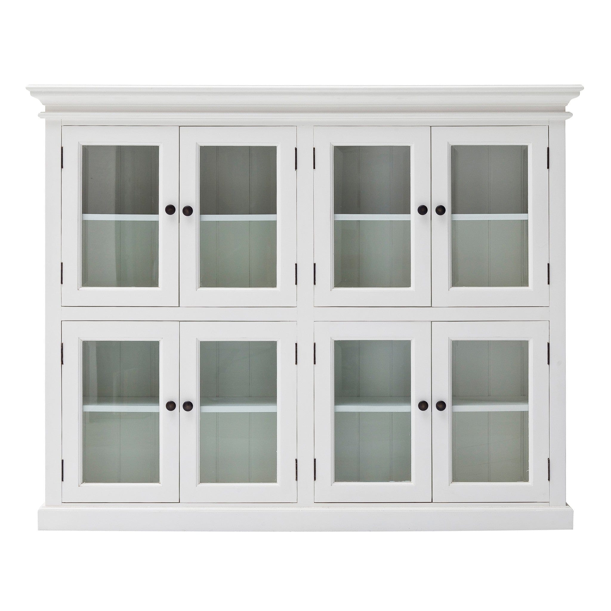 52" White Wood and Glass Two Level Storage Cabinet - Homeroots