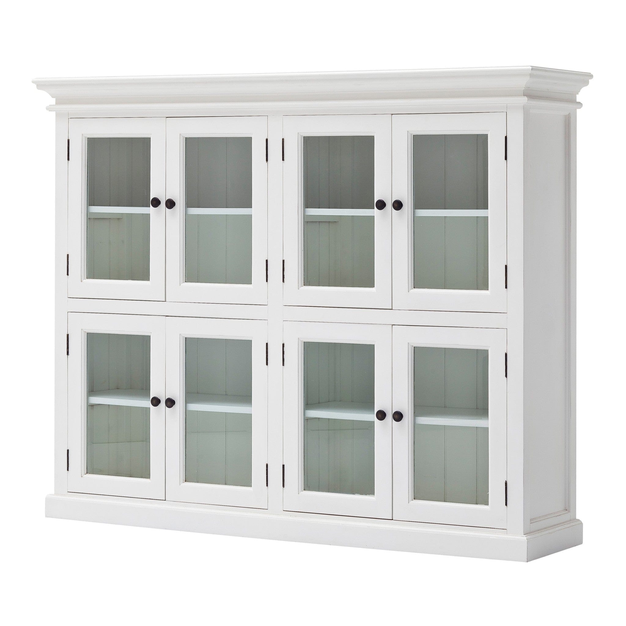 52" White Wood and Glass Two Level Storage Cabinet - Homeroots