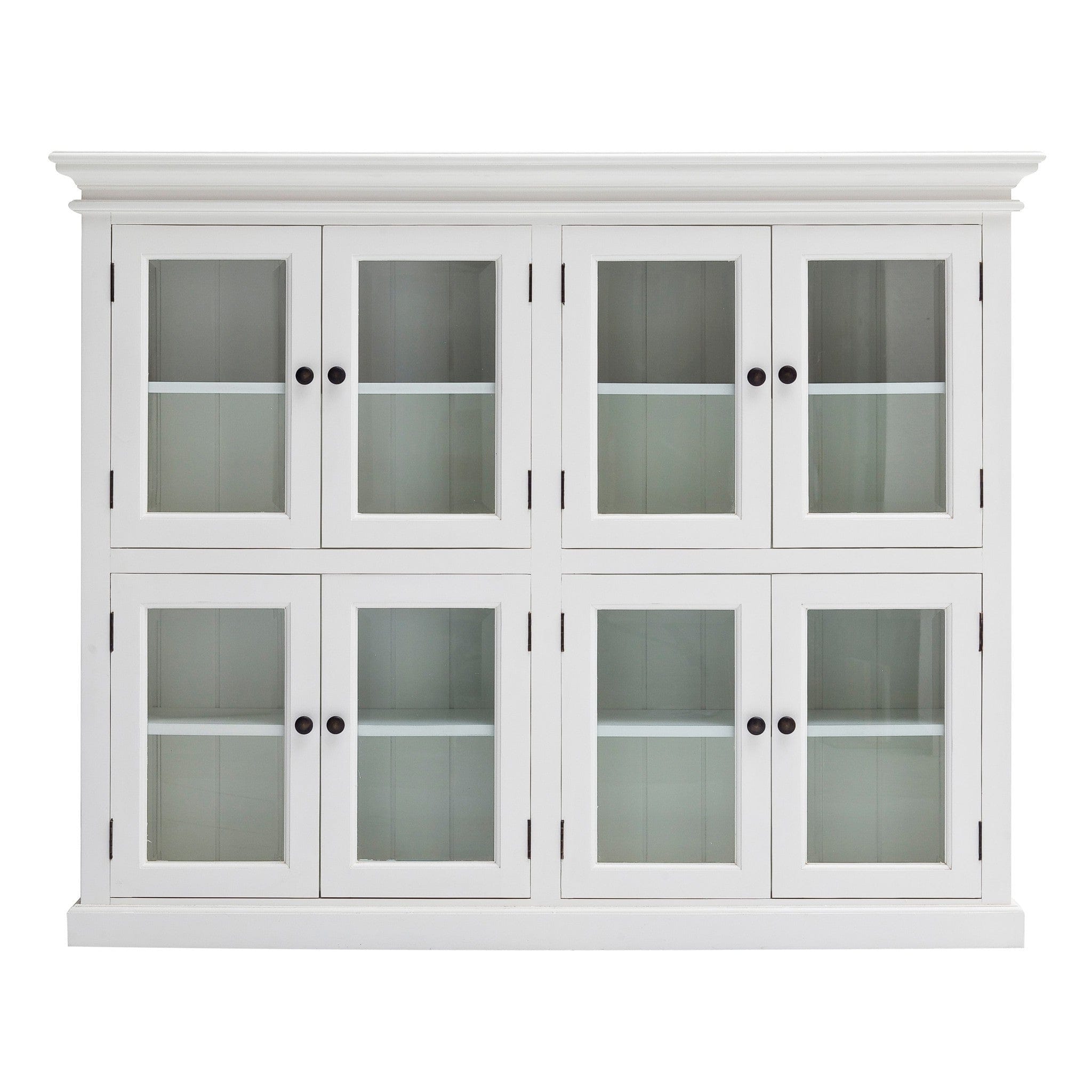 52" White Wood and Glass Two Level Storage Cabinet - Homeroots