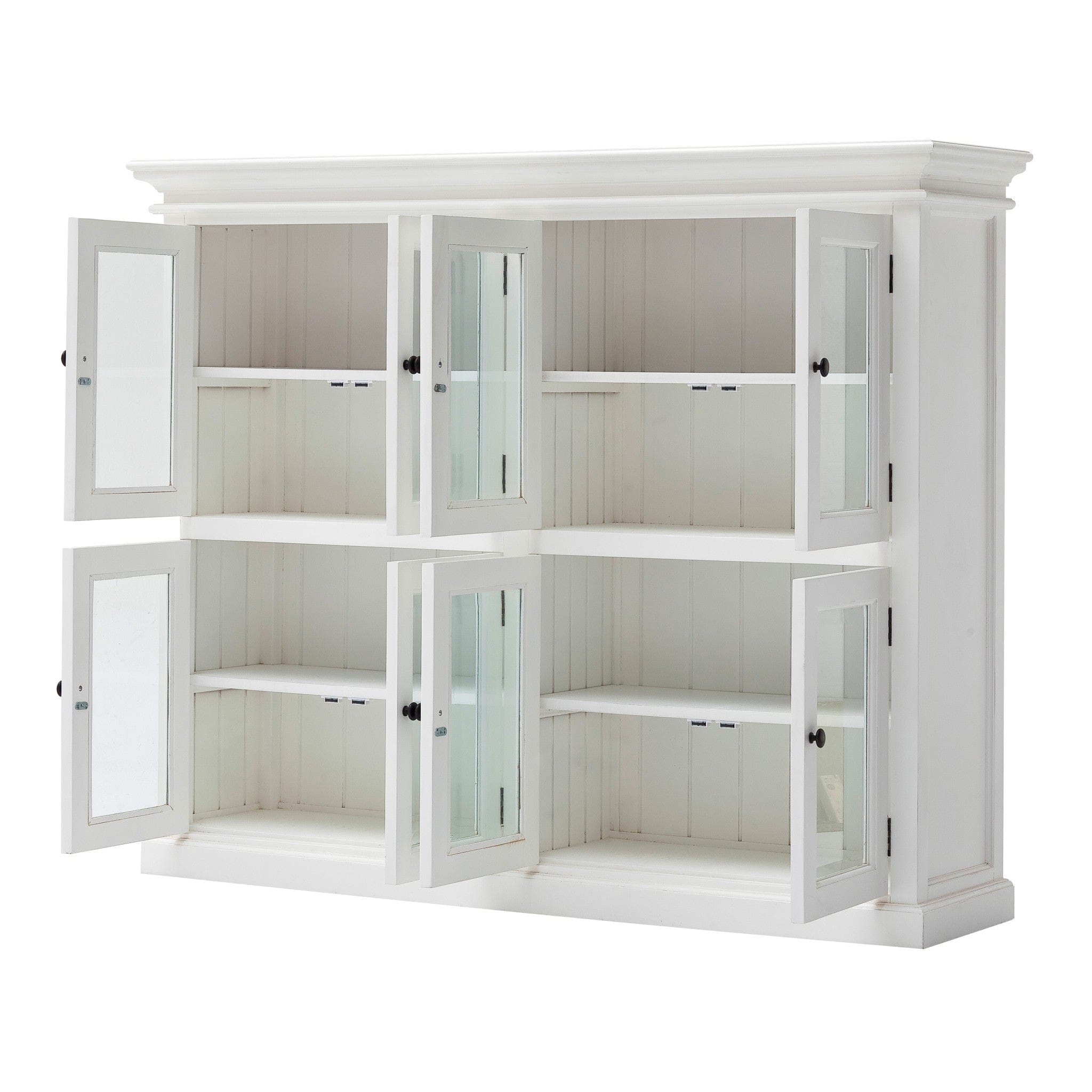 52" White Wood and Glass Two Level Storage Cabinet - Homeroots