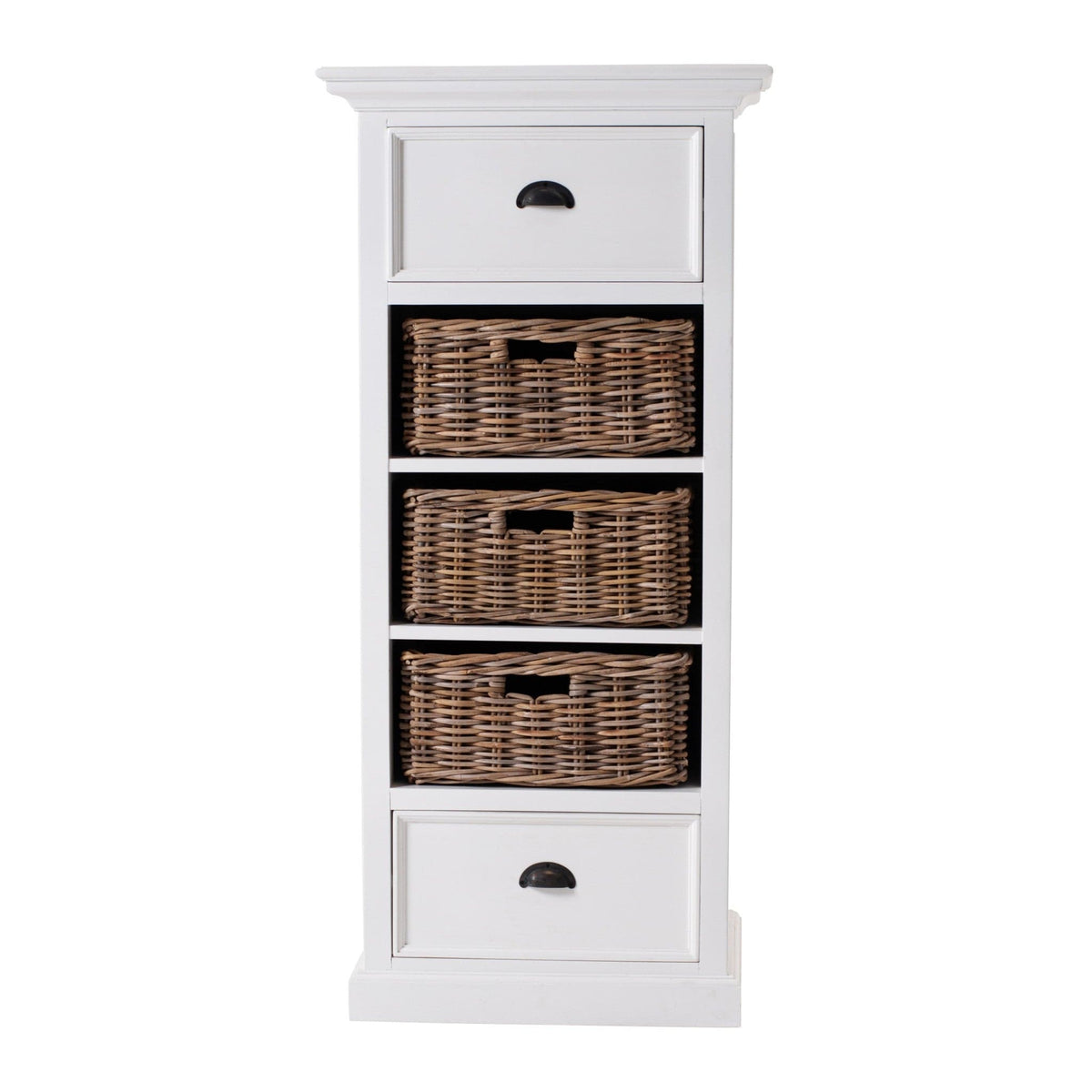 52" White Two Drawer Storage Cabinet With Baskets - Homeroots