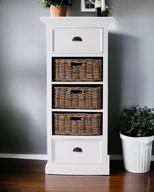 52" White Two Drawer Storage Cabinet With Baskets - Homeroots