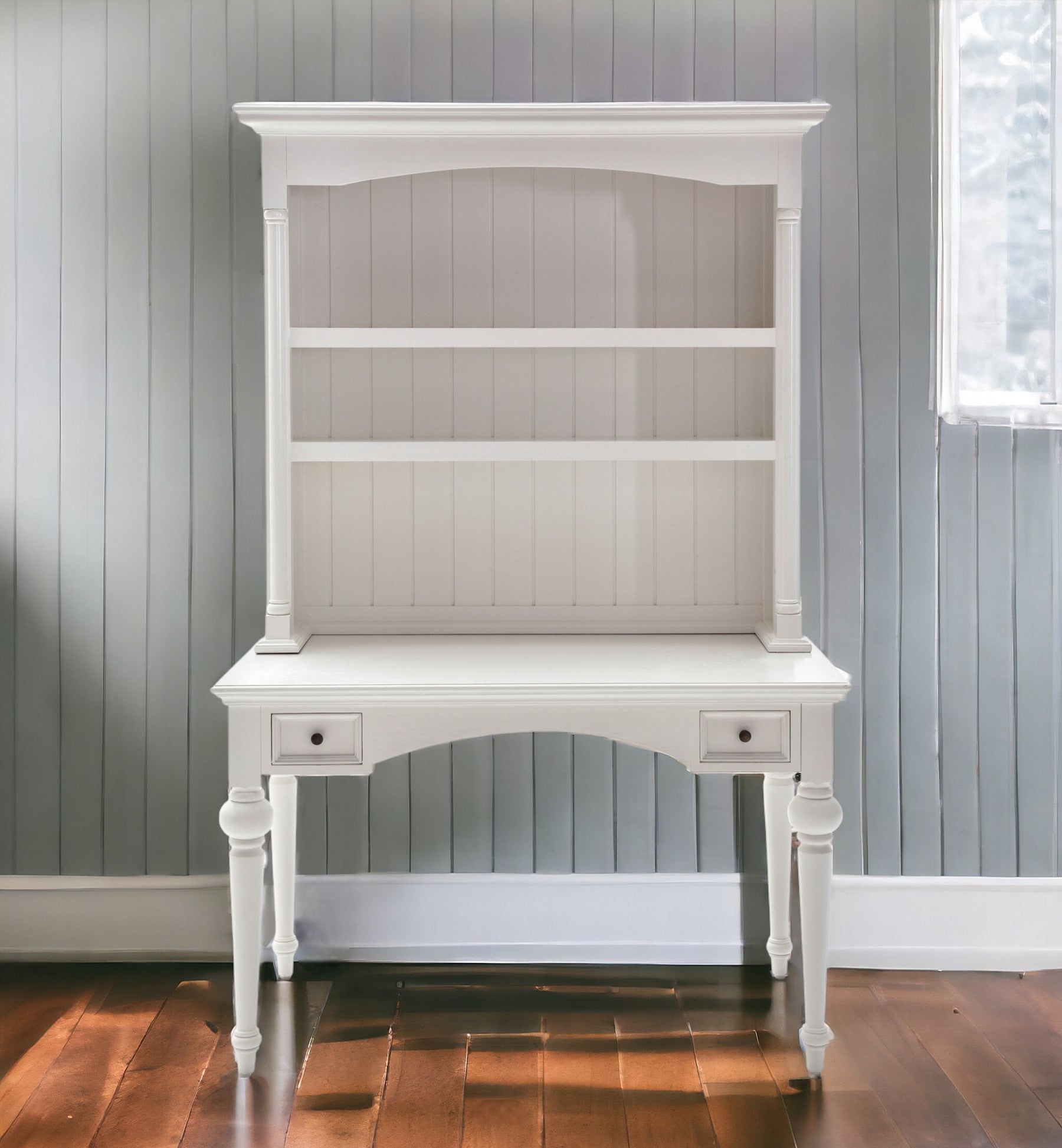 47" White Solid Wood Secretary Desk With Two Drawers