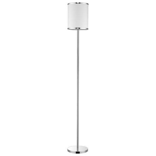 65" Chrome Traditional Shaped Floor Lamp With White Drum Shade