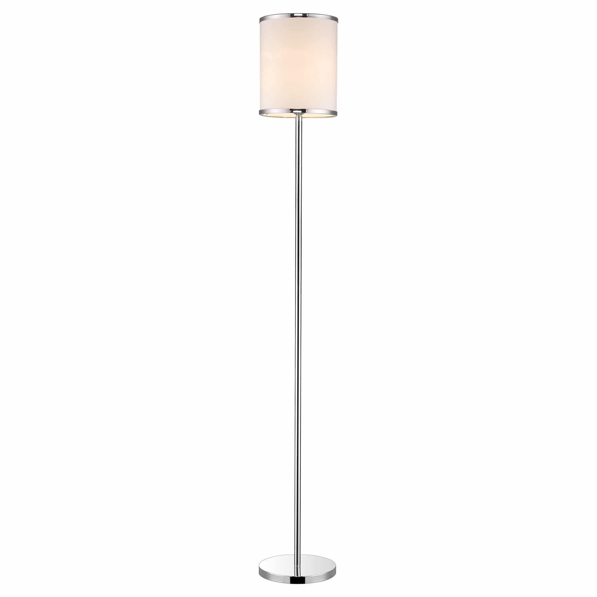 65" Chrome Traditional Shaped Floor Lamp With White Drum Shade - Homeroots