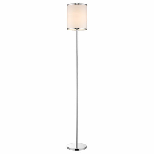 65" Chrome Traditional Shaped Floor Lamp With White Drum Shade - Homeroots