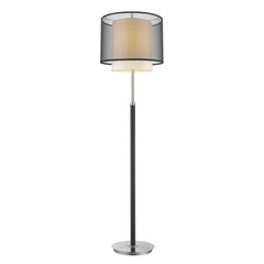 62" Chrome Traditional Shaped Floor Lamp With Black And White Drum Shade