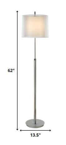 62" Chrome Traditional Shaped Floor Lamp With White Empire Shade - Homeroots