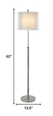 62" Chrome Traditional Shaped Floor Lamp With White Empire Shade - Homeroots