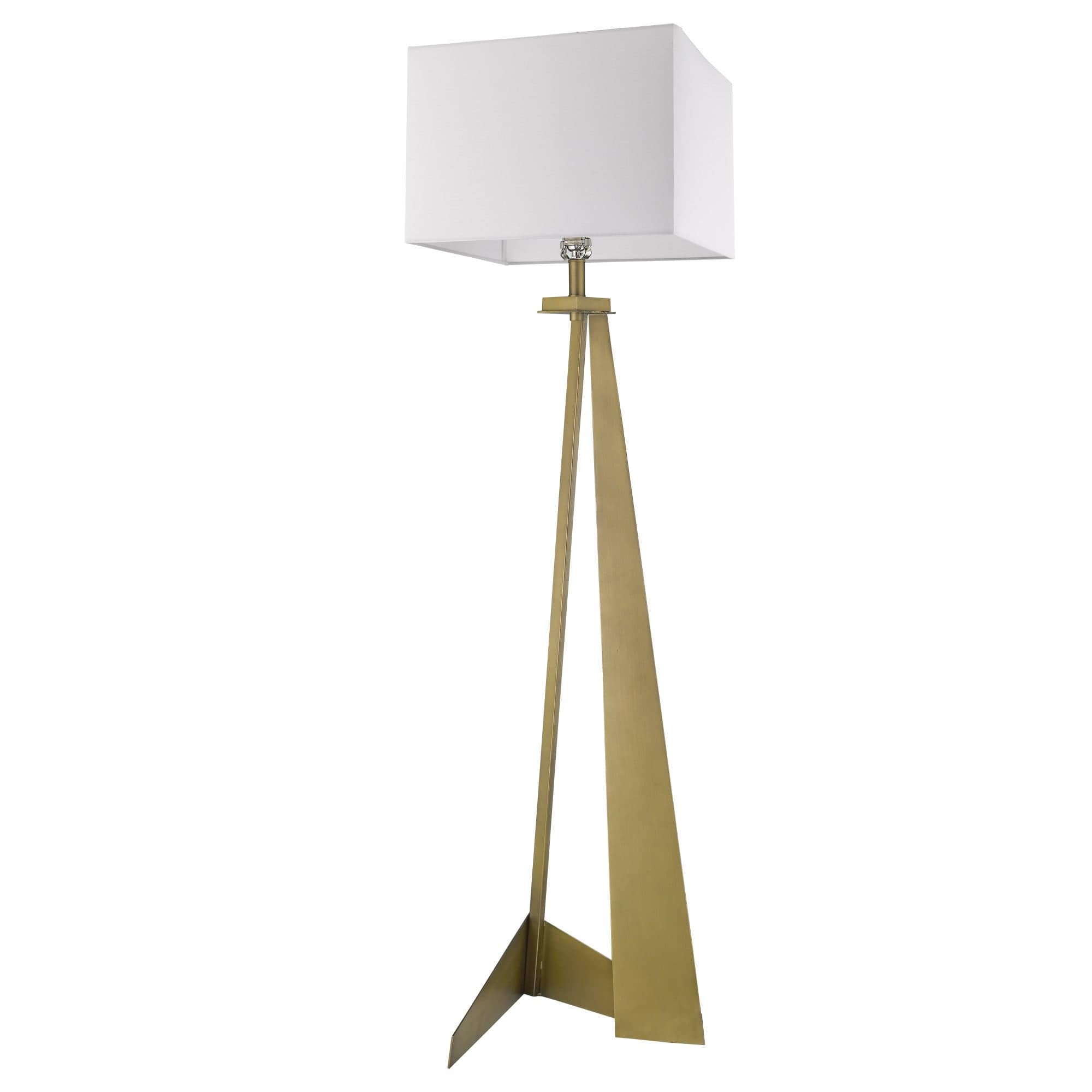 60" Brass Traditional Shaped Floor Lamp With White Novelty Shade - Homeroots