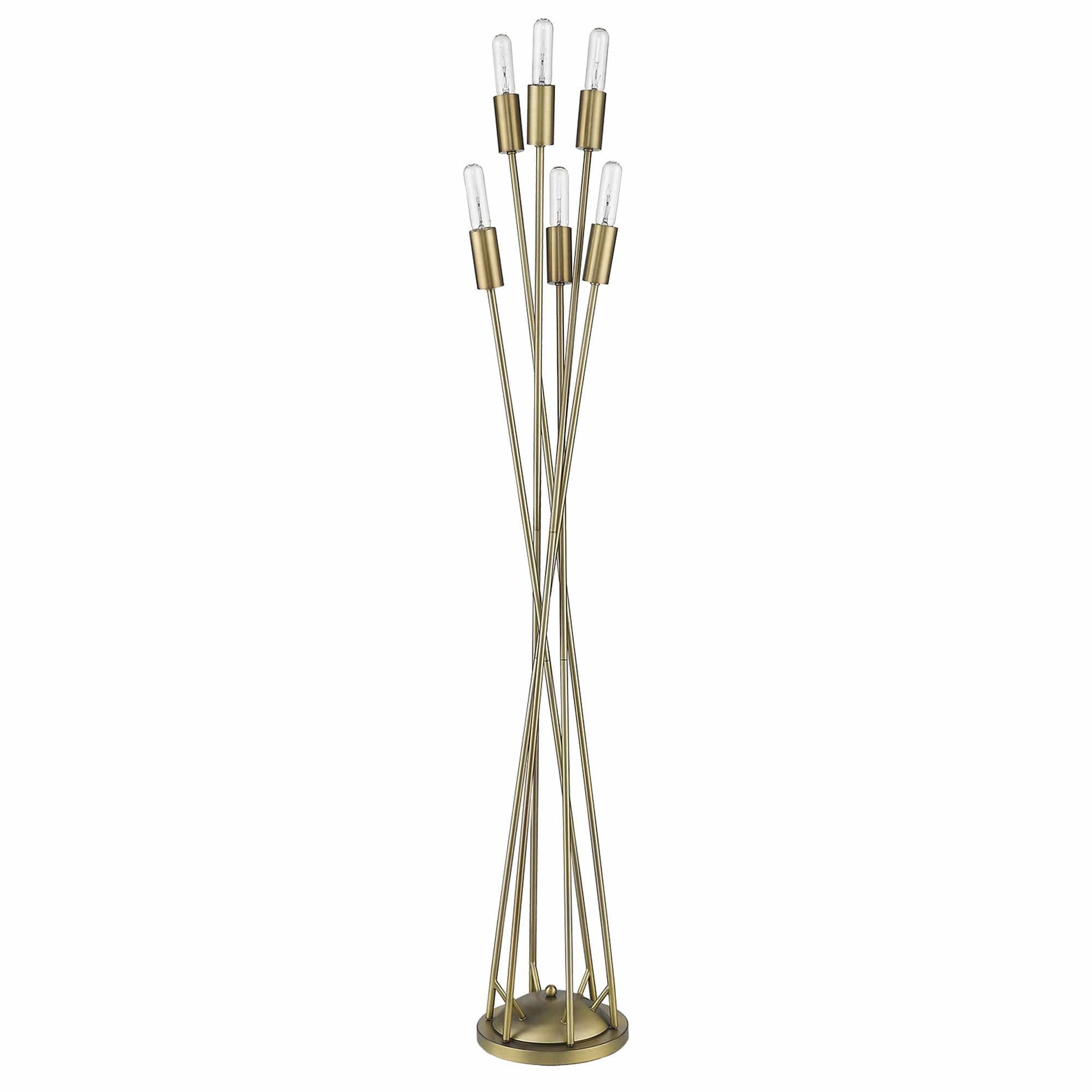 60" Brass Six Light Torchiere Floor Lamp - Homeroots