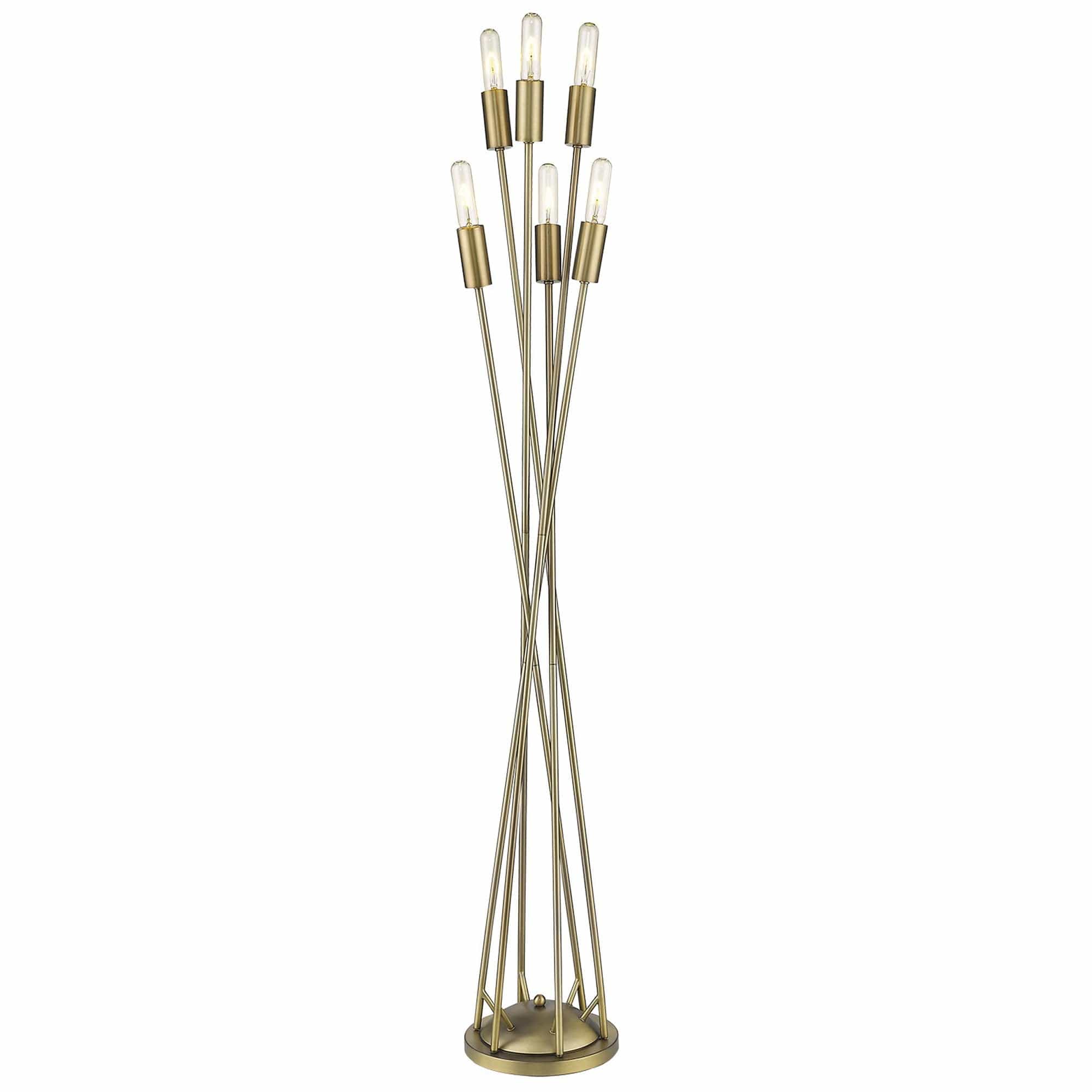 60" Brass Six Light Torchiere Floor Lamp - Homeroots