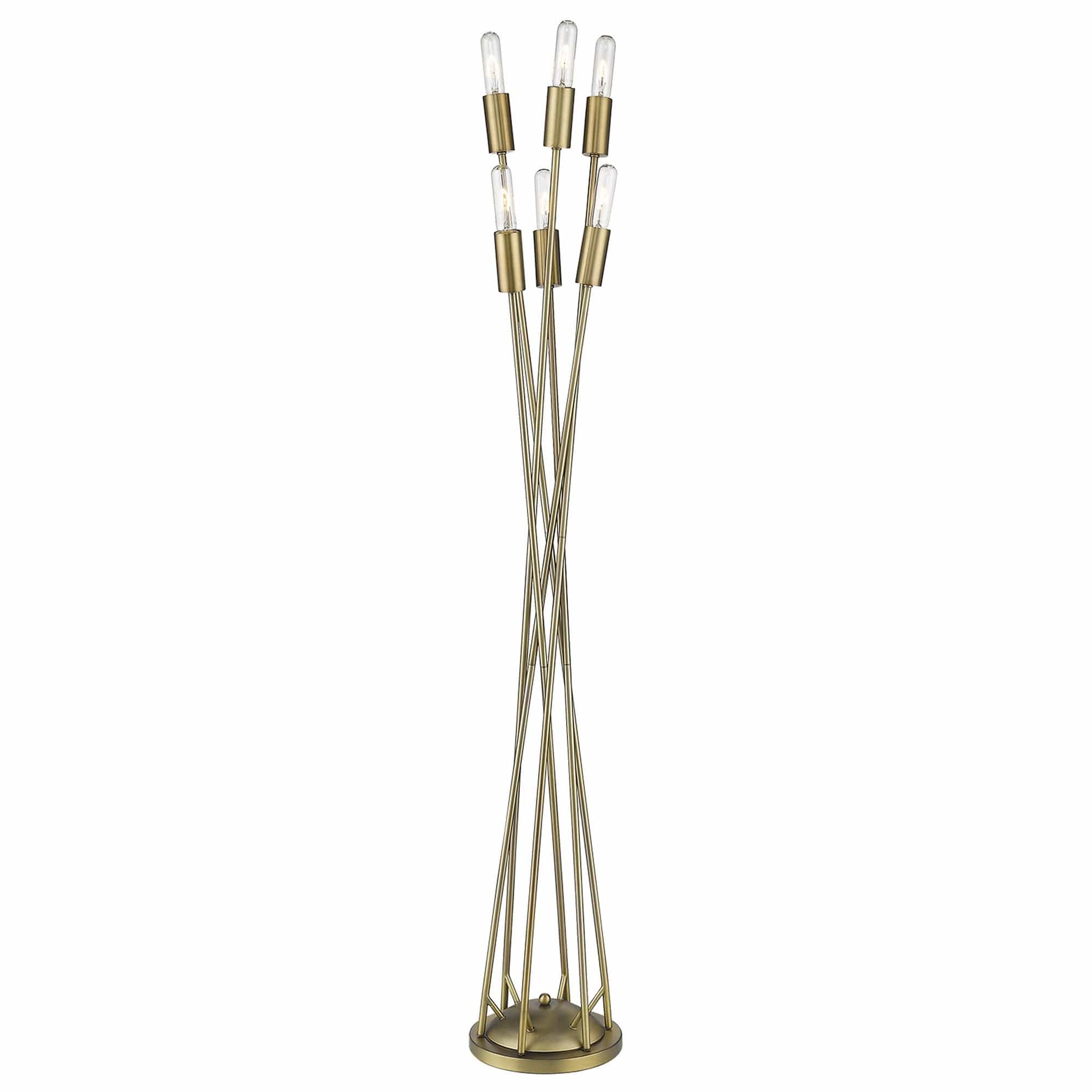 60" Brass Six Light Torchiere Floor Lamp - Homeroots