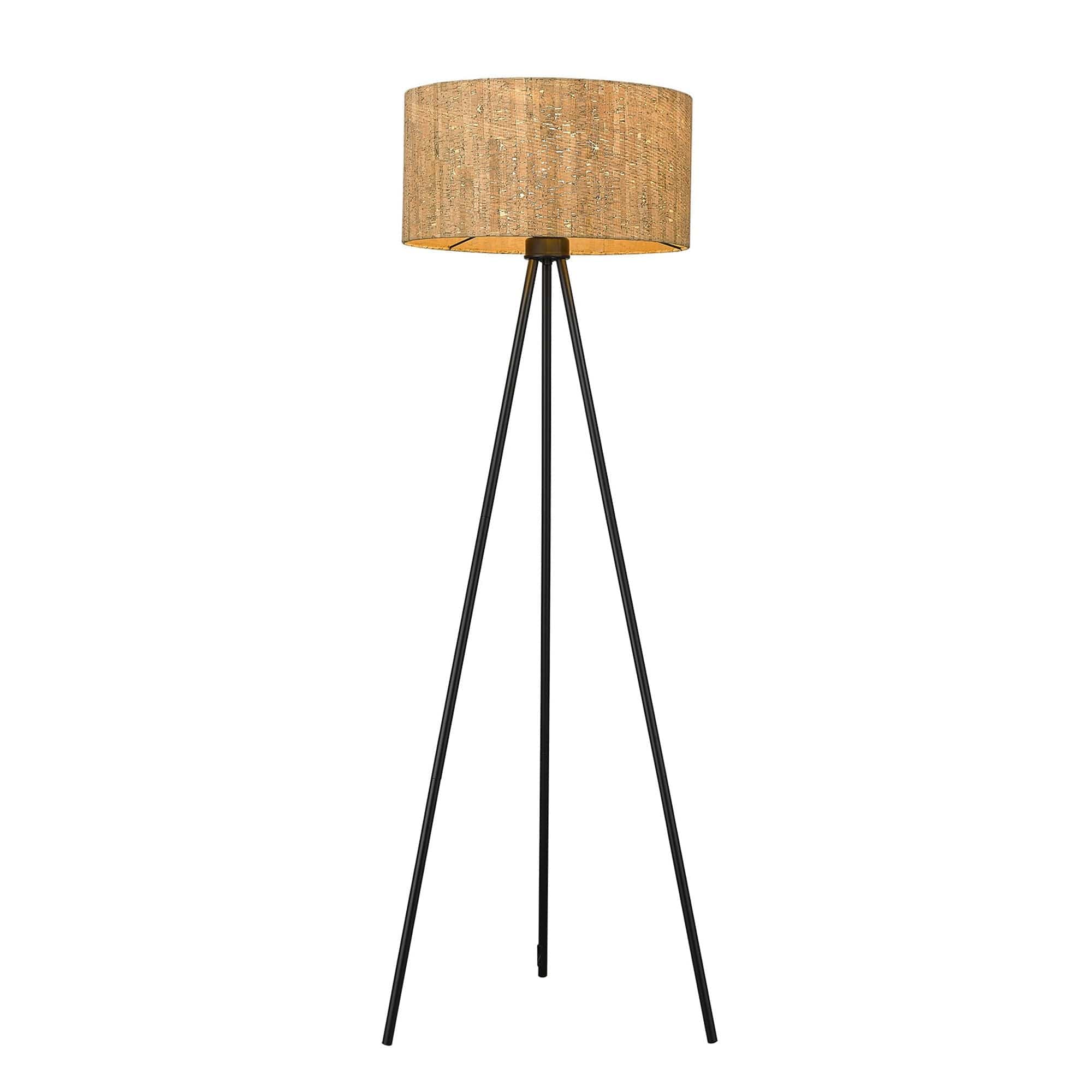 58" Matte Black Tripod Floor Lamp With Shade - Homeroots