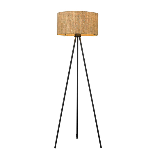 58" Matte Black Tripod Floor Lamp With Shade - Homeroots