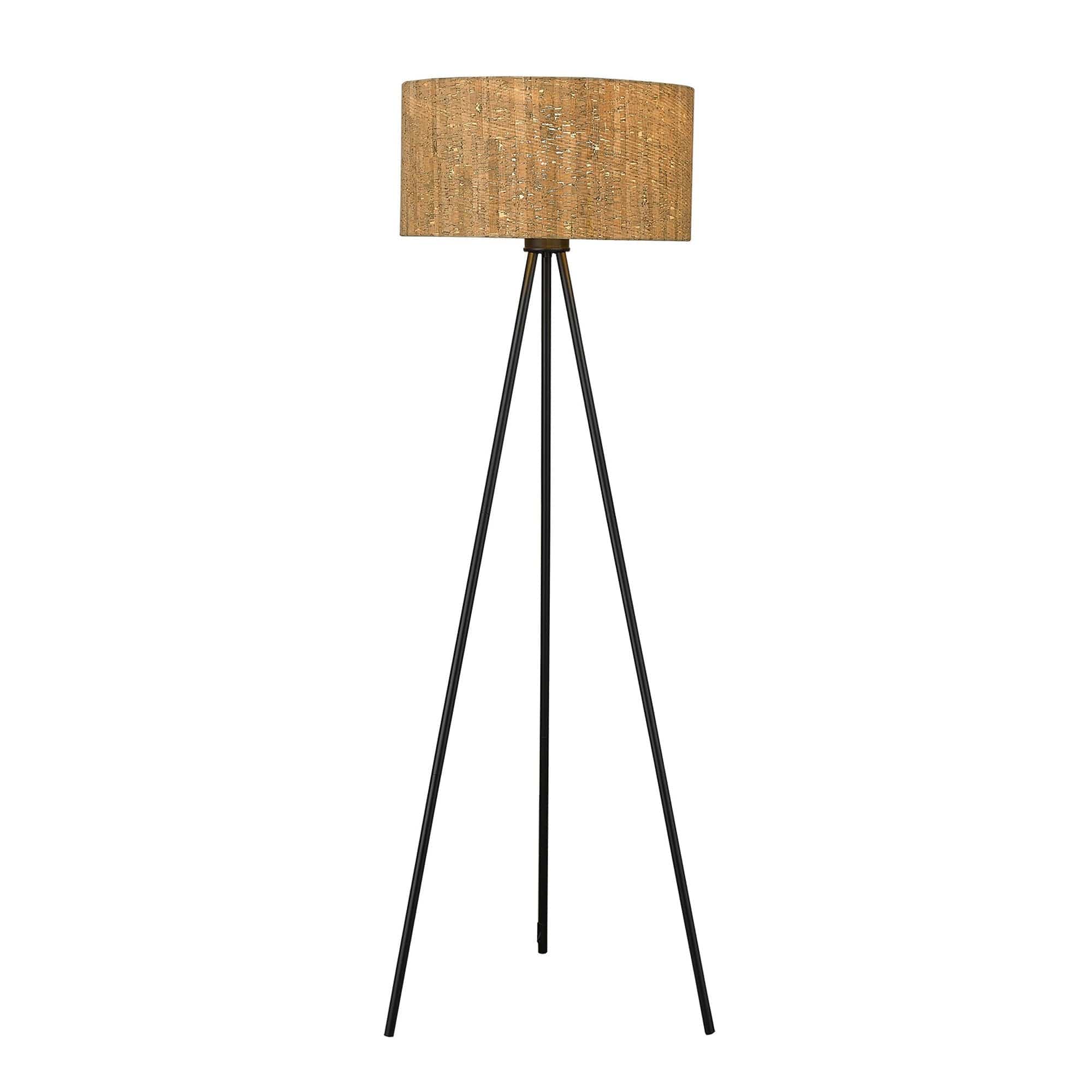 58" Matte Black Tripod Floor Lamp With Shade - Homeroots