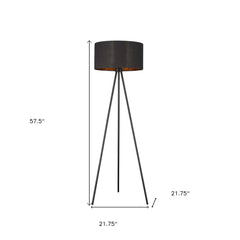 58" Matte Tripod Floor Lamp With Black Drum Shade - Homeroots