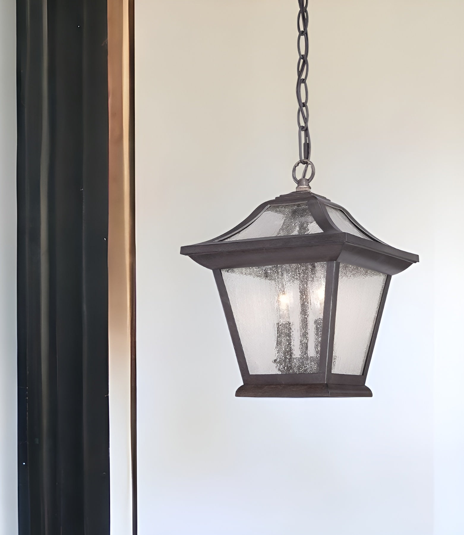 Matte Black Birdhouse Shape Outdoor Hanging Light