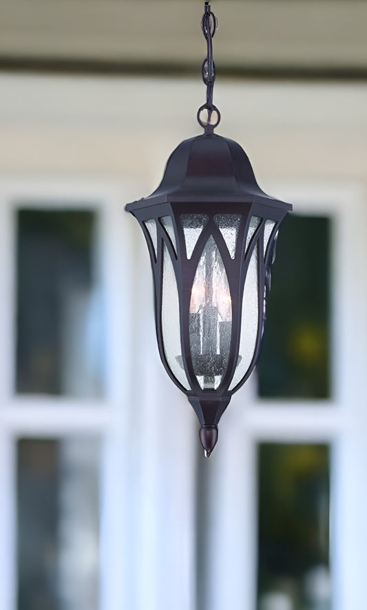 Matte Black Geometric Glass Hanging Light