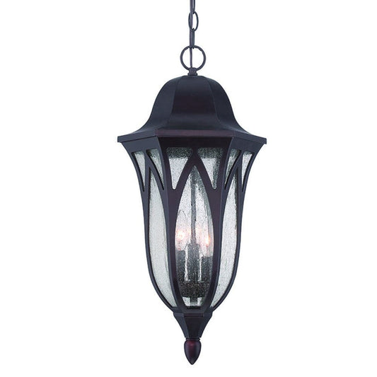 XL Matte Black Geometric Glass Hanging Light