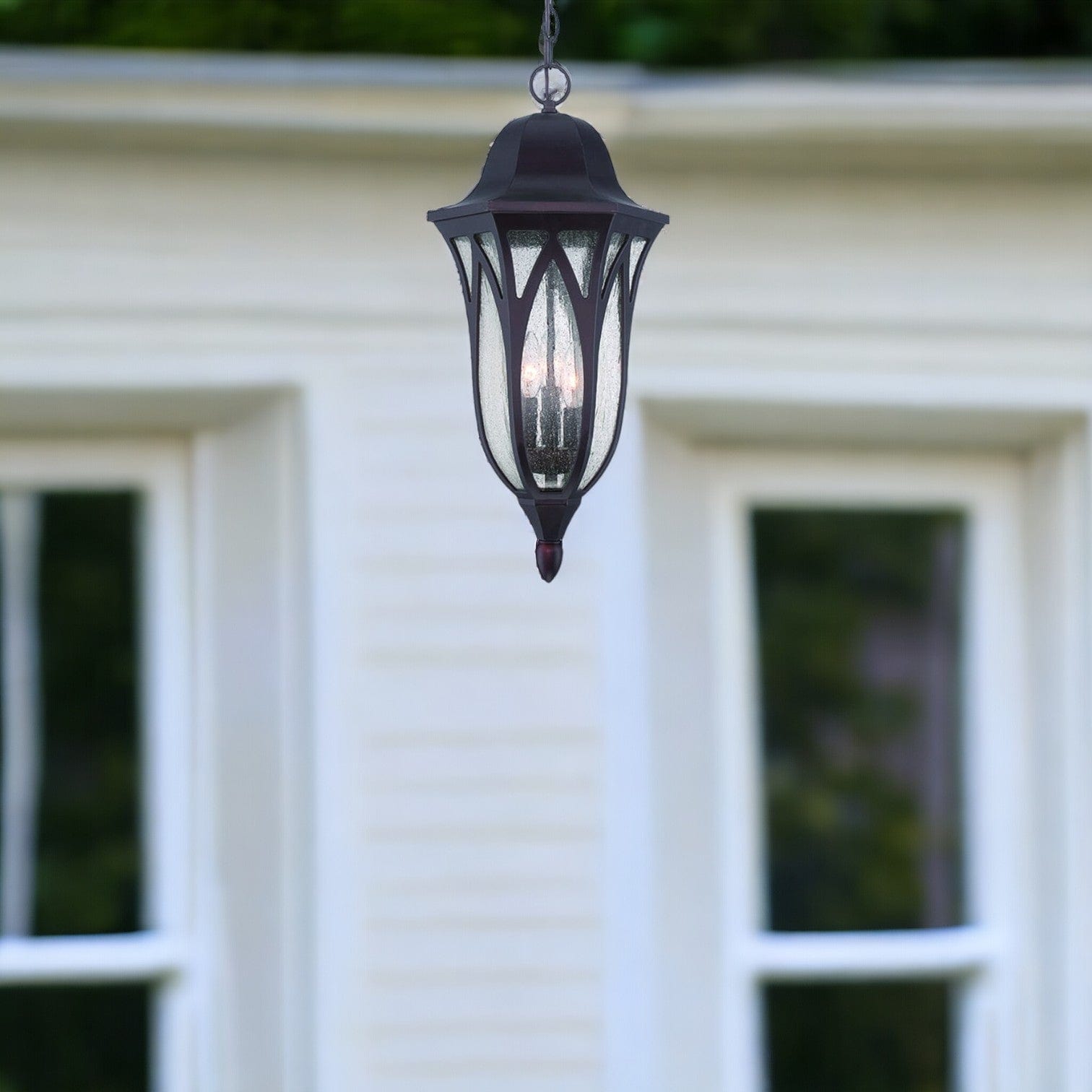 XL Matte Black Geometric Glass Hanging Light