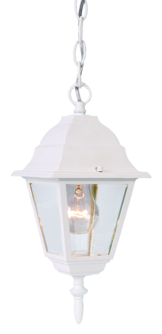 Distressed White Beveled Glass Outdoor Hanging Light