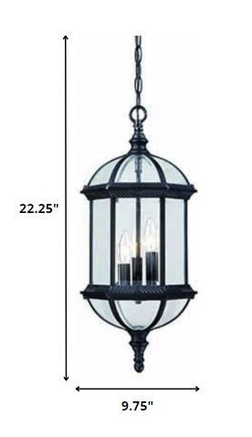 Three Light Matte Black Eastern Lantern Hanging Light