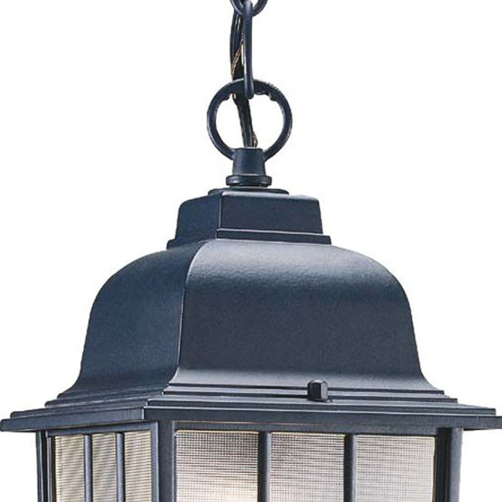 Matte Black Window Pane Lantern Hanging Light