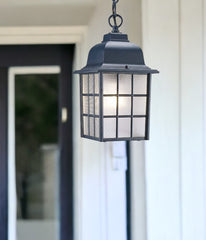 Matte Black Window Pane Lantern Hanging Light