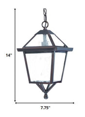 Antique Bronze Glass Hanging Lantern Light