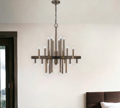 Brown Candle Style Multi Light Metal Dimmable Chandelier