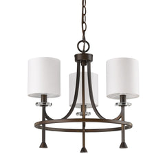 Bronze Candle Style Three Light Metal Dimmable Chandelier With White Shades