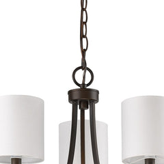 Bronze Candle Style Three Light Metal Dimmable Chandelier With White Shades