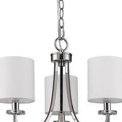 Silver Candle Style Three Light Metal Dimmable Chandelier With White Shades