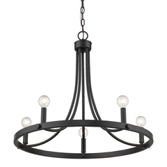 Black Candle Style Five Light Metal Dimmable Chandelier