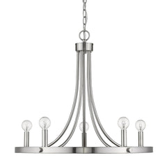 Silver Candle Style Five Light Metal Dimmable Chandelier