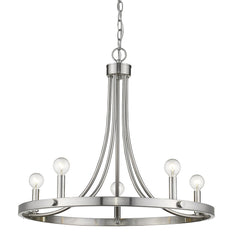 Silver Candle Style Five Light Metal Dimmable Chandelier