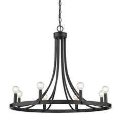 Black Candle Style Eight Light Metal Dimmable Chandelier