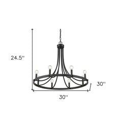 Black Candle Style Eight Light Metal Dimmable Chandelier