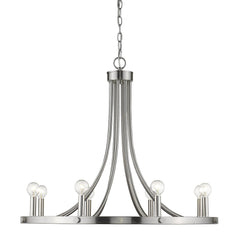 Silver Candle Style Eight Light Metal Dimmable Chandelier