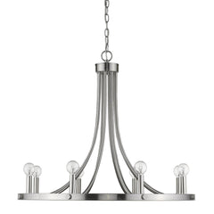 Silver Candle Style Eight Light Metal Dimmable Chandelier