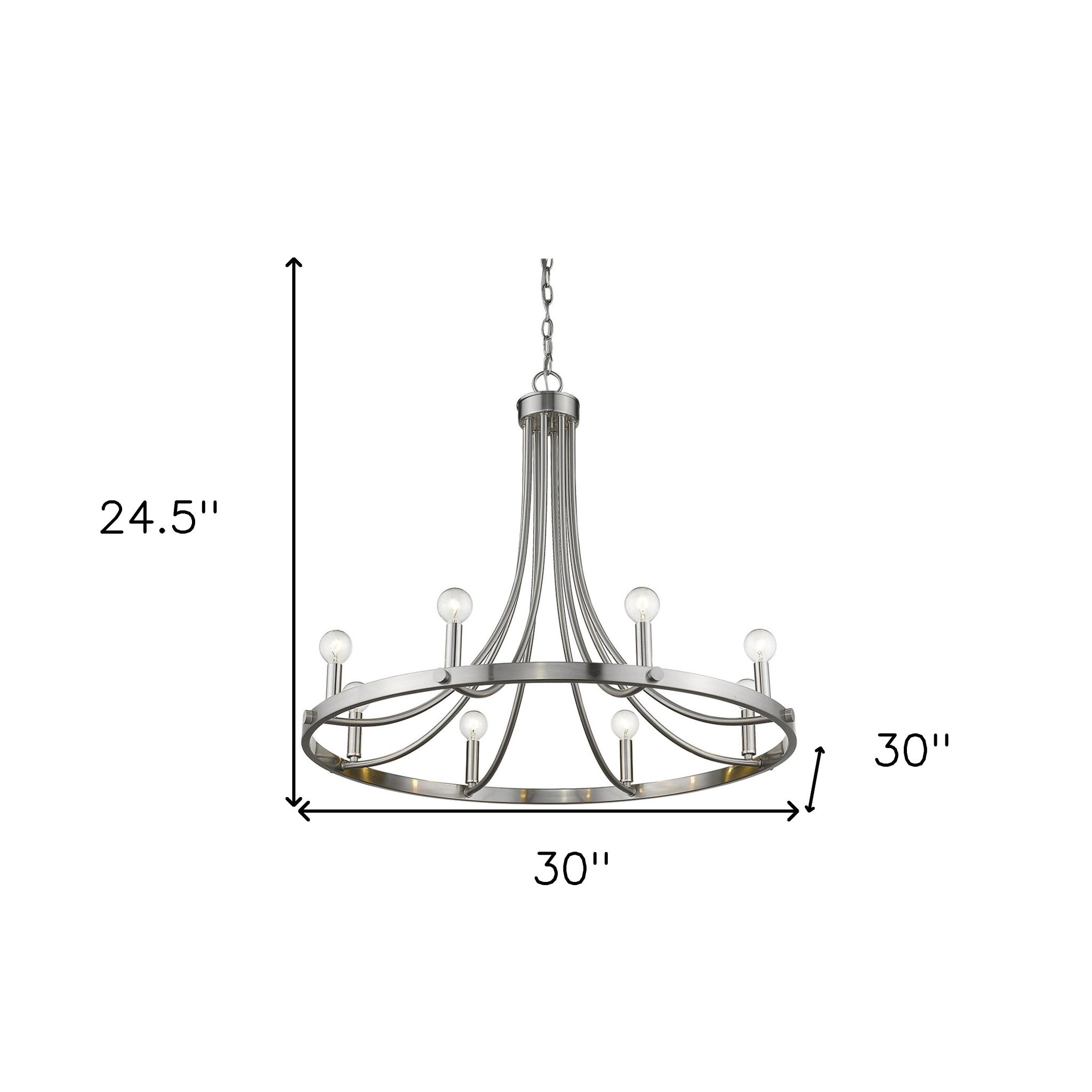 Silver Candle Style Eight Light Metal Dimmable Chandelier